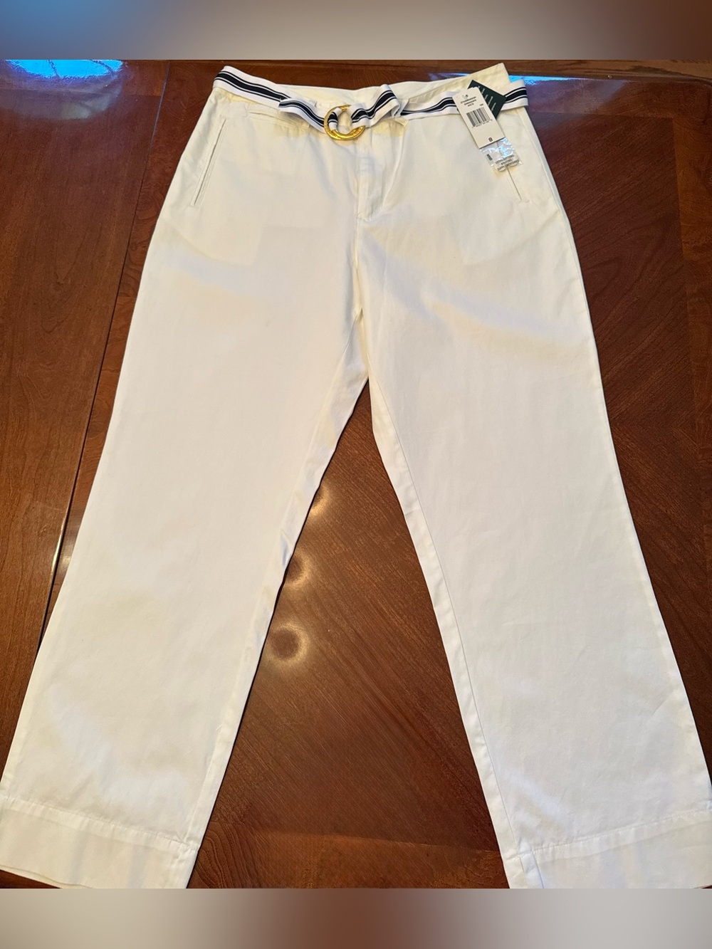 Lauren Ralph Lauren Capris 100% Cotton Navy and White Size - 8 **NWT**